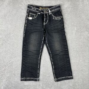 Reventon Denim‎ Jeans Kids Size 4 Black Thick Contrast Stitch Rhinestone Y2K